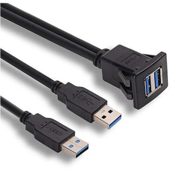 USB3.0 Panel-montura de doble puerto Cable impermeable USB